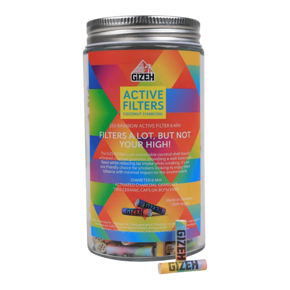 Gizeh 6mm Active Carbon Filter 250 pcs. Jar - Terp Temptation - ACESSOIRES - GIZEH